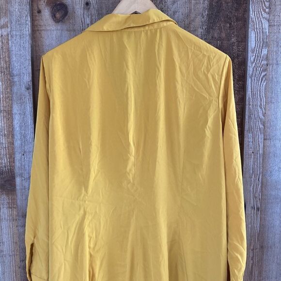 Alfani Plus Button Front Wrap Tie Long Sleeve Midi Shirt Dress- Mustard - Picture 9 of 13